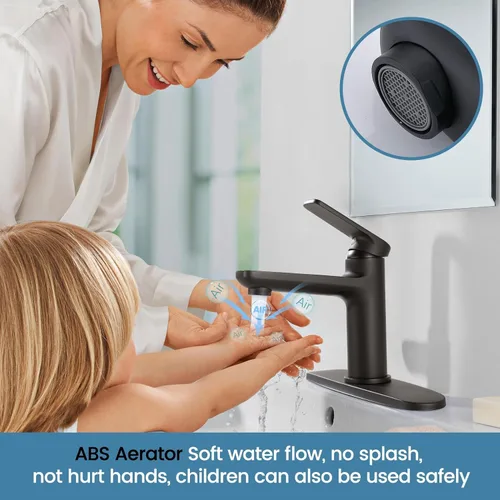 Miniatura 3 de Grifo de baño negro mate con desbordamiento desplegable de drenaje de una sola manija, grifo de lavabo de baño de 1 o 3 agujeros, grifos de baño
