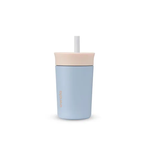 Miniatura 10 de Owala Vaso de acero inoxidable con aislamiento para niños con popote flexible resistente a derrames, fácil de limpiar y botella de agua de acero