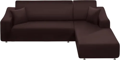 Miniatura 12 de NAISI Funda para sofá en forma de L, 2 piezas, funda elástica suave con 2 fundas de almohada, protector de muebles, fundas de sofá seccional de 3