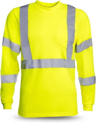 RUGGED BLUE Camisa de manga larga de alta visibilidad que absorbe la humedad, camisa de trabajo de alta visibilidad con clasificación ANSI Clase 3