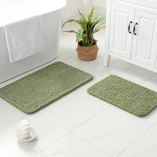 Miniatura 72 de MIULEE Juego de 2 alfombras de baño antideslizantes peludas extra gruesas y suaves, alfombrillas de baño de microfibra suave absorbente de agua