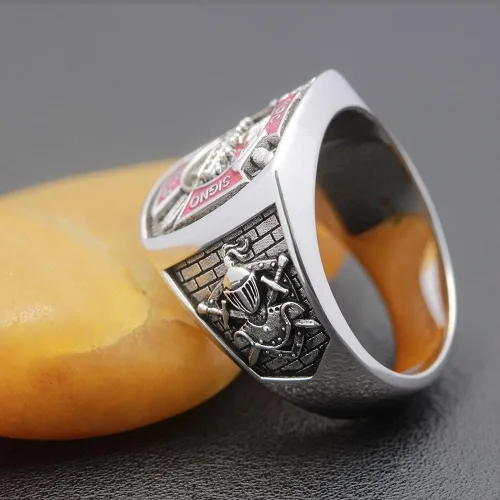 Miniatura 4 de Vintage Knights In Hoc Signo Vinces Templar Masones Masónicos Anillo de plata esterlina HE66F (10)