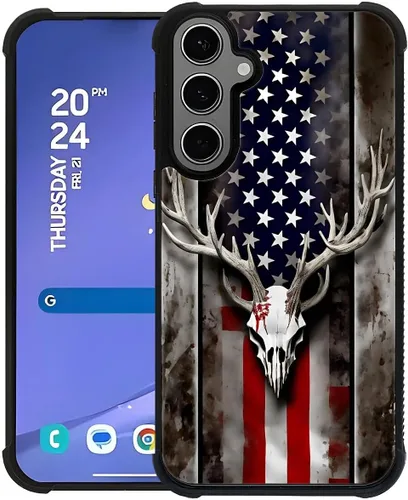 CARLOCA Funda para Samsung Galaxy S21, Camuflaje Bandera Americana Calavera de Ciervo S21 para Hombre Mujer Chico Chica, Antiarañazos TPU Suave a