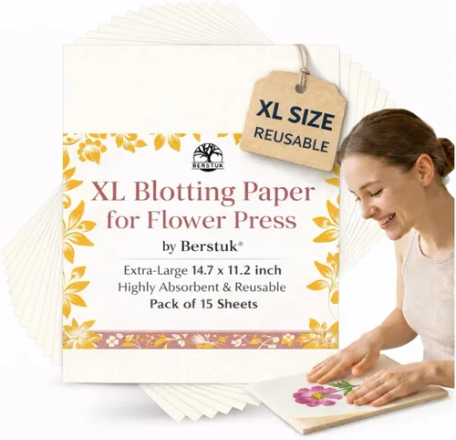 Miniatura 7 de Berstuk - Papel secante para prensa de flores de Berstuk • Recambio de prensa de flores de 5.9 x 10 pulgadas • Corte a medida y listo para usar •