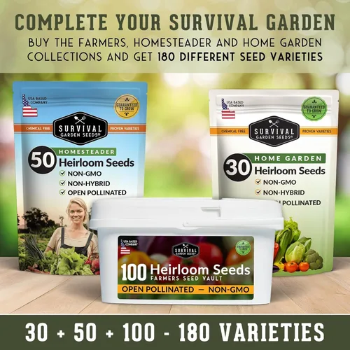 Miniatura 5 de Survival Farmer Seed Vault - Paquete de 100 semillas de verduras tradicionales para plantar, verduras, frutas y hierbas sin OMG, kit sellado