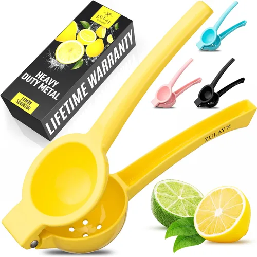 Zulay Kitchen Exprimidor de limón de metal, exprimidor de limón de mano, exprimidor de cítricos fácil de usar, prensa manual para extraer la mayor