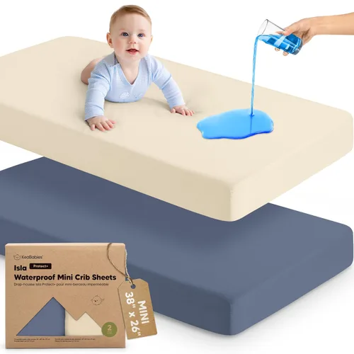 Miniatura 15 de Sábanas ajustadas para Pack and Play - Paquete de 2 sábanas mini para cuna para Pack N Play, colchón 38x26, ropa de cama suave y acogedora