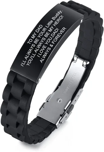 XUANPAI Pulsera personalizada para hombre, trenzada con nombre grabado para hombre, pulsera de identificación personalizada, regalo para papá,