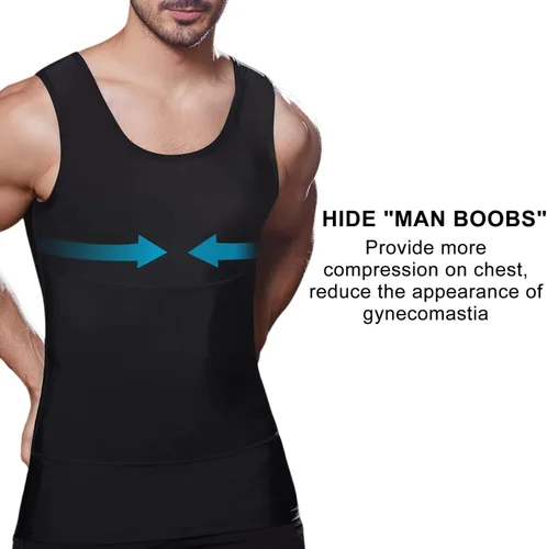 Miniatura 2 de Lgtfy Chaleco moldeador de cuerpo adelgazante para hombre, camiseta sin mangas de compresión para el abdomen del pecho, camisetas interiores