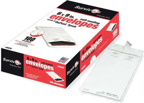 Miniatura 3 de Quality Park Sobres de envío Survivor, 6 x 9 pulgadas, hechos con material DuPont Tyvek fuerte y ligero, cierre de solapa, 100/caja (QUAR1320)