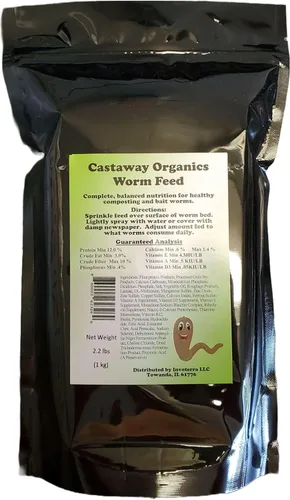 Comida para gusanos para todos los gusanos de compostaje, gusanos de cebo, meneadores rojos, rastreadores nocturnos (resellable 2.2 libras)