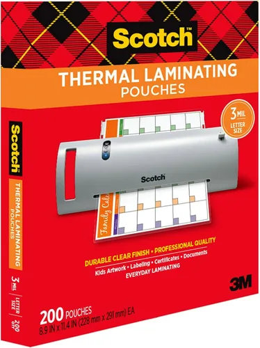 Miniatura 10 de Scotch Paquete de laminador térmico y bolsa, sistema de 2 rodillos, laminado de hasta 9 pulgadas de ancho (TL901X) con bolsas de laminación Scotch