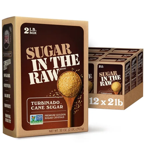 Sugar In The Raw - Azúcar de caña turbinado granulado, sin eritritol, edulcorante natural puro, bebidas calientes y frías, café, cocina, repostería,