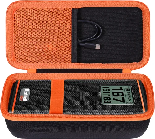 Miniatura 8 de co2CREA Funda rígida compatible con altavoz GPS Bushnell Golf Wingman View Estuche negro + cremallera naranja