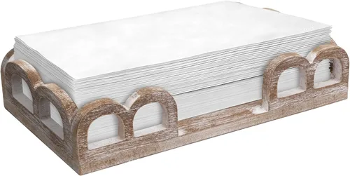 Miniatura 10 de MAONAME Servilletero de madera de granja para mesas, dispensador de servilletas cuadrado, bandeja de madera rústica para toallas de invitados