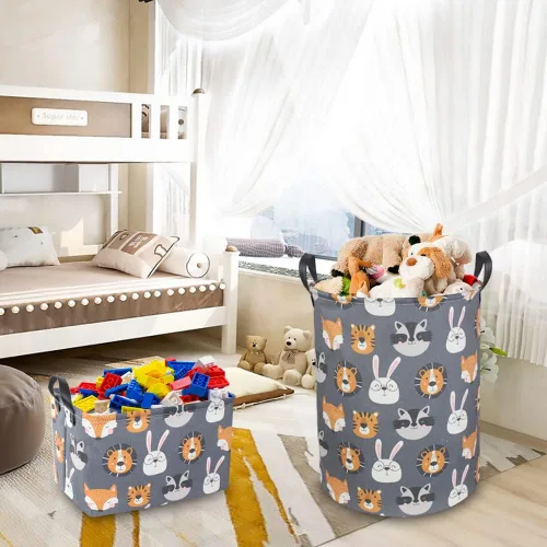 Miniatura 2 de CLOCOR Cesta de lavandería para niños, contenedor de almacenamiento de tela plegable, cesta de guardería para niños, cubo de juguetes para niños