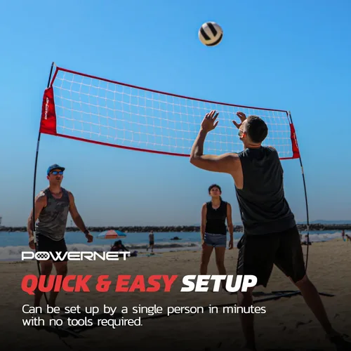 Miniatura 7 de PowerNet Red de voleibol portátil para entrenamiento en el patio trasero, equipo de práctica de voleibol en interiores y exteriores, ideal