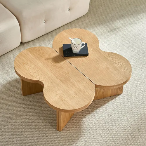 Miniatura 31 de Moderna mesa auxiliar anidable, mesa auxiliar redonda de madera, juego de 2 para espacios pequeños, sala de estar, color negro