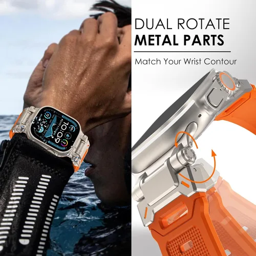 Miniatura 2 de FULLIFE Diseñado para Apple Watch Band Apple Watch Ultra 3/2/1 1.929 in para hombres, bandas de goma de silicona con conector de metal para Apple