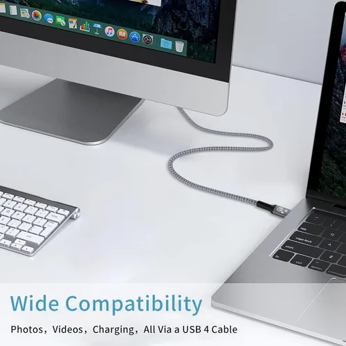 Miniatura 5 de LanSenSu Cable USB4 de 240 W, 1 pie, transmisión de datos de 40 GBps, carga súper rápida PD de 240 W (48 V5A), extensión HD de 8K a 60 Hz
