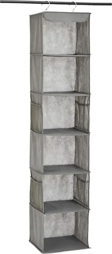 Amazon Basics Organizador de armario colgante de 6 niveles con bolsillos, 8.5" de profundidad x 12" de ancho x 9" de alto, gris | Organizador