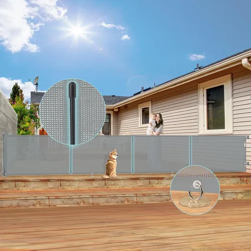 Miniatura 12 de Puertas retráctiles para bebés de 200 pulgadas extra anchas, puerta retráctil para perros de 34 pulgadas de alto para puertas, puerta retráctil Negro