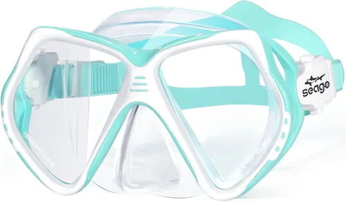 Miniatura 11 de Seago Gafas de natación para niños con cubierta para la nariz, máscara de esnórquel, máscara de buceo y natación, vidrio templado antivaho