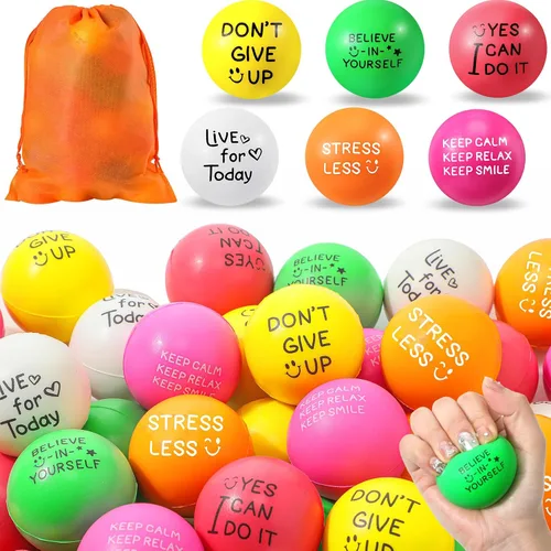 Miniatura 8 de Jenaai 200 bolas motivacionales para el estrés a granel de 1.97 pulgadas / 2.0 in, divertidas bolas para aliviar el estrés y la ansiedad con citas