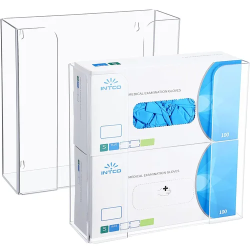 Weysat 2 unidades de soporte de acrílico para guantera, dispensador de guantes para montaje en pared, estante acrílico transparente, dispensador de