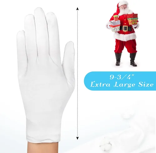 Miniatura 3 de Paxcoo 6 pares de guantes de algodón blancos XL para hidratación de manos secas, cosméticos, tratamiento de eccema, spa de manos e inspección