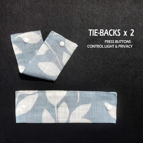 Miniatura 6 de Treatmentex Paneles de puerta francesa con luz lateral azul y blanca de 40 pulgadas de largo, estampado de hojas largas, cortinas de ventana