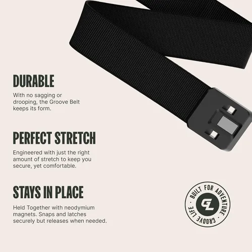 Miniatura 3 de Groove Life - Cinturón de nailon elástico para hombre con hebilla magnética de aluminio