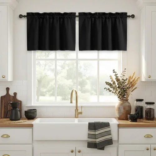 Miniatura 25 de NICETOWN Cenefas de Ventana Opacas con Aislamiento Térmico para Guardería - Paneles de Cortina con Bolsillo para Barra de Decoración del Hogar