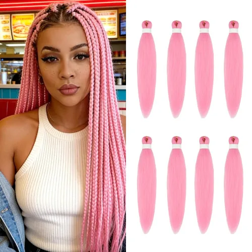 Miniatura 117 de 8 paquetes de extensiones preestiradas - 16 pulgadas de cabello trenzado premium, 55G/paquete, sin picazón, fijación en agua caliente, textura Perm