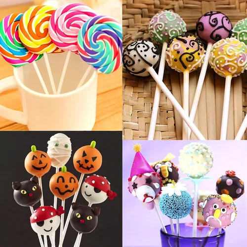 Miniatura 7 de Kit para hacer pasteles de 6 pulgadas, 100 palitos para tartas, 100 bolsas para tartas y 100 lazos multicolores, 300 paquetes de herramientas
