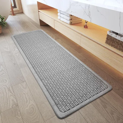 Miniatura 25 de YDKGL Alfombra de baño de medio círculo, alfombras de baño finas para debajo de la puerta, de secado rápido, antideslizante, lavable, con respaldo