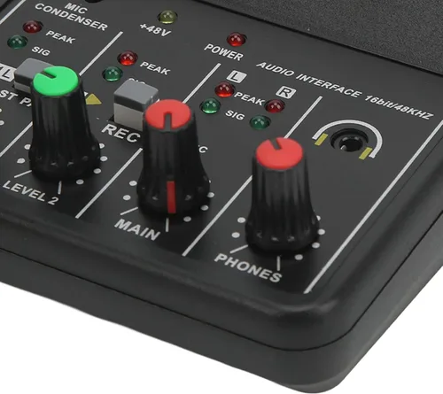 Miniatura 9 de Mezclador de dos canales más barato, mezclador de sonido pequeña interfaz de grabación de audio, 2 canales mezclador de audio USB 48V Power Compact