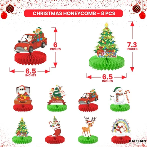 Miniatura 2 de KatchOn Centros de mesa de Navidad para mesas, paquete de 9, decoraciones navideñas para interiores, decoración tradicional de nido de abeja