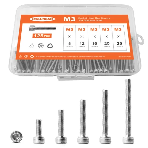 Miniatura 26 de Tornillos de cabeza hexagonal M3 x 0.157 in, 0.236 in, 0.315 in, 0.394 in, 0.472 in, acero inoxidable 304, máquina métrica totalmente roscada