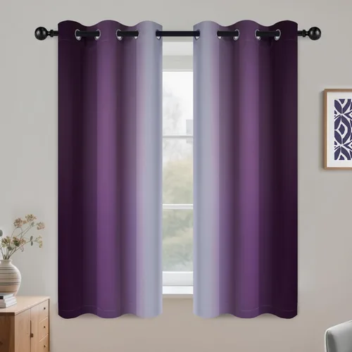 Miniatura 62 de COSVIYA Cortinas 100% Opacas Azul Degradado con Lazos Ajustables para Cocina Aislamiento Térmico Oscurecimiento de Habitación Cenefa con Bolsillo