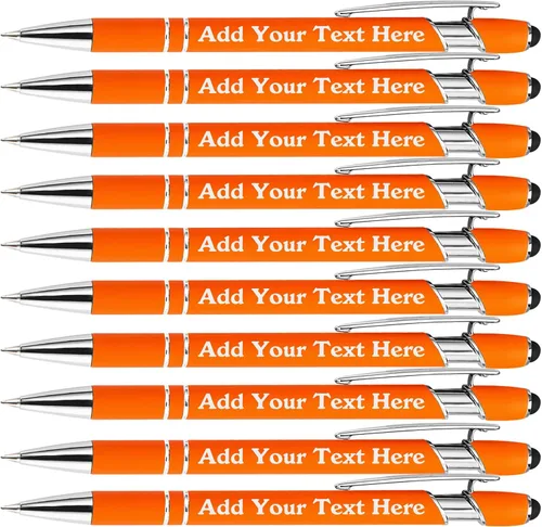 Miniatura 31 de Bolígrafos personalizados a granel grabados personalizados con punta de lápiz capacitivo, bolígrafos personalizados de tinta negra, regalos