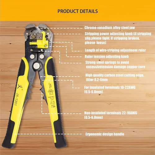 Miniatura 2 de Kotto Kit de herramientas de pelacables y alicates de corte autoajustables de 8 pulgadas con bolsa de almacenamiento