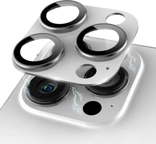 Miniatura 13 de Protector de lente de cámara con purpurina compatible con iPhone 15 Pro/iPhone 15 Pro Max, acrílico transparente más anillo de aleación de aluminio
