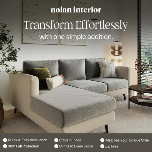 Miniatura 5 de Nolan Interior Funda mágica para sofá, funda de terciopelo para sofá de asiento, a prueba de mascotas, fácil de instalar, funda elástica, pequeña