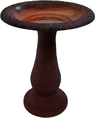Miniatura 5 de Tierra Garden Baño para pájaros para exteriores, cuenco y soporte de baño de arcilla de fibra marrón de 24 x 19 pulgadas, fácil montaje, resistentes