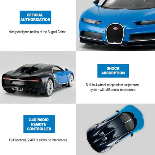 Miniatura 6 de RASTAR RC Bugatti Chiron Coche De Control Remoto, 1/14 Bugatti Chiron RC Car - Azul