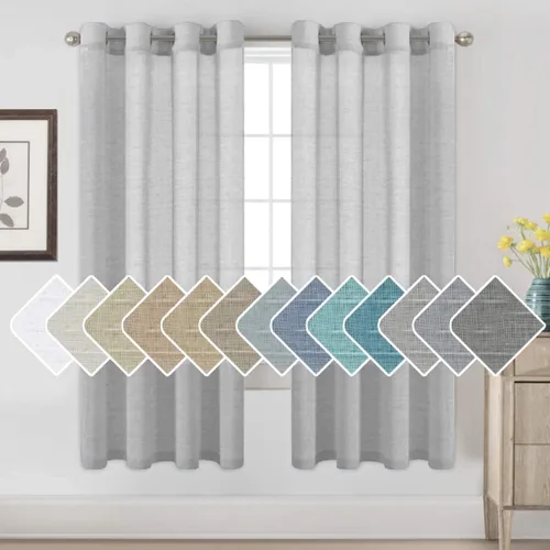 Miniatura 31 de H.VERSAILTEX Cortinas de 96 pulgadas de largo, cortinas de lino/cortinas transparentes de mezcla de lino natural/paneles/cortinas para sala