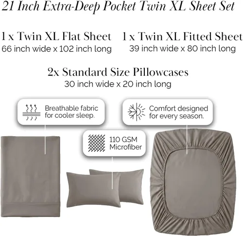 Miniatura 126 de Southshore Fine Living, Inc. Juego de 7 piezas de sábanas King divididas para cama ajustable, juego de sábanas King divididas con bolsillo de 21