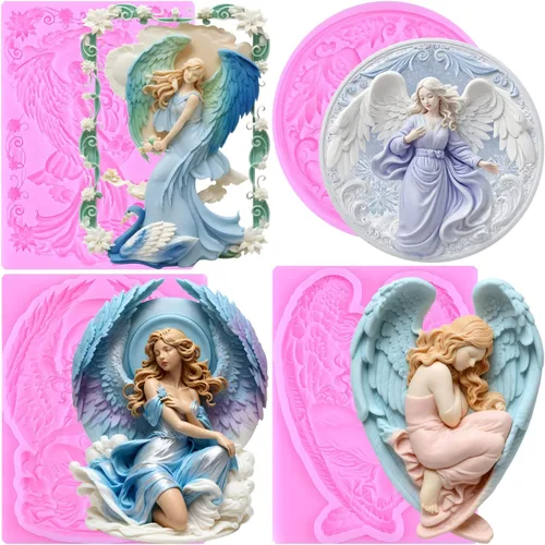 Miniatura 12 de ZiXiang Molde de silicona para bebé, alas de ángel, moldes para fondant, moldes de silicona de querubín de ángel para baby shower, decoración