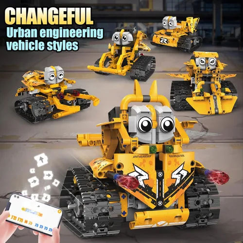 Miniatura 6 de Kit de construcción de robot STEM para niños de 8 a 16 años, juguetes robot 5 en 1 con aplicación y control remoto, 269 piezas de bloques